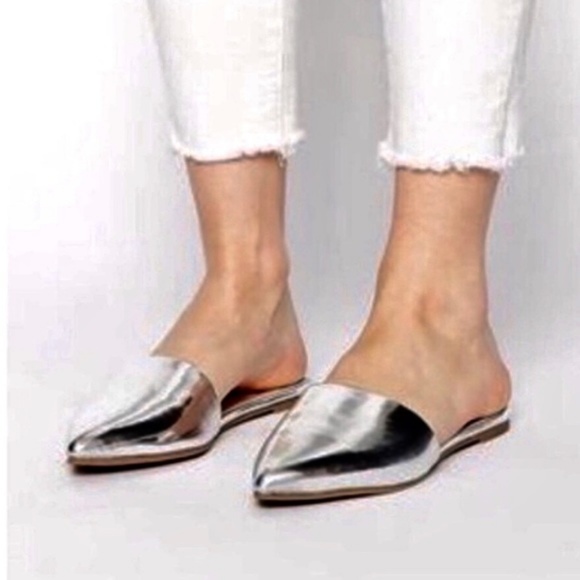 NWT A New Day Silver Metallic Slip On Mules sz 8-9 - Picture 7 of 7
